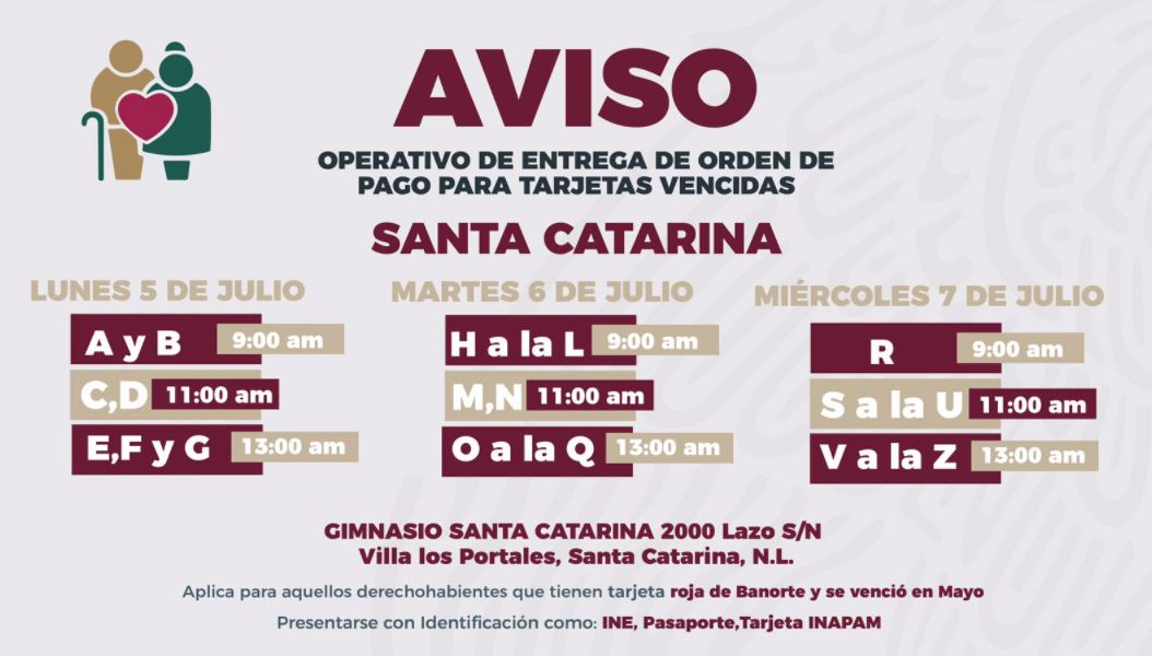 Bienestar da fechas para entrega de orden de pago por programas sociales en NL