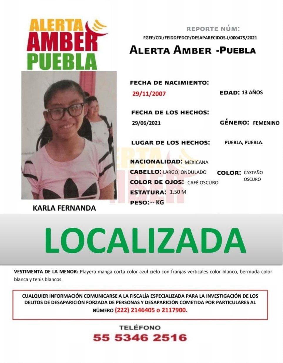 Localizan a Karla Fernanda a través de Alerta Amber