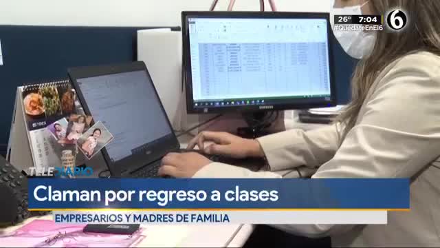Telediario noticia Claman empresarios y madres de familia por regreso a clases presenciales 
