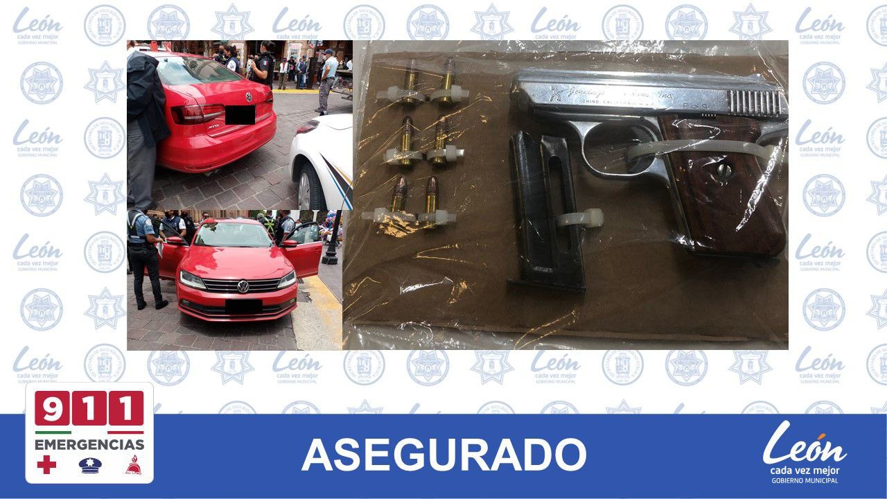 Tras persecución, detienen a pareja de la tercera edad por amenazas con pistola en León