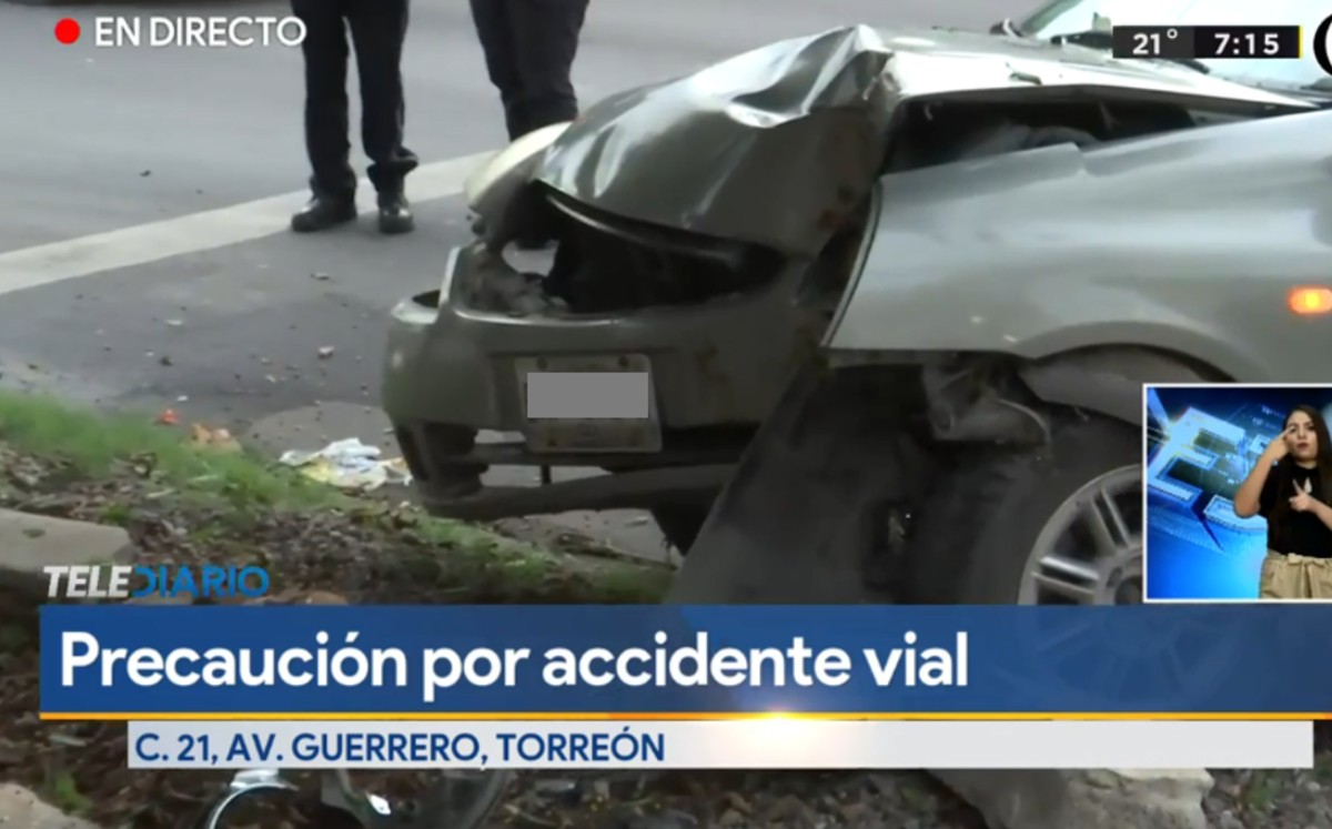 Conductor termina en el hospital tras dormitar y sufrir aparatoso accidente en Torreón
