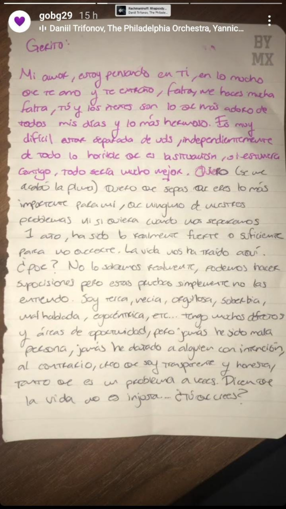 "Es muy difícil estar separada de ustedes”: Esta es la emotiva carta de YosStop para su novio