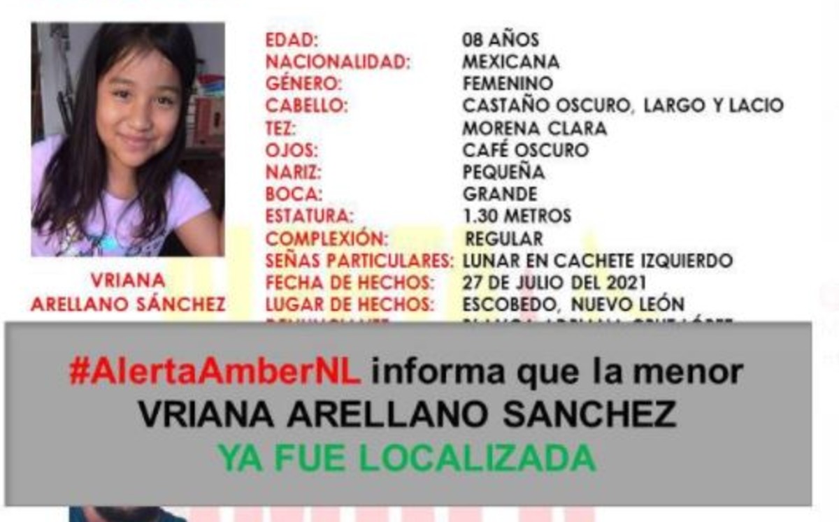 Hallan con vida en el Estado de México a menor de 8 años desaparecida en Escobedo