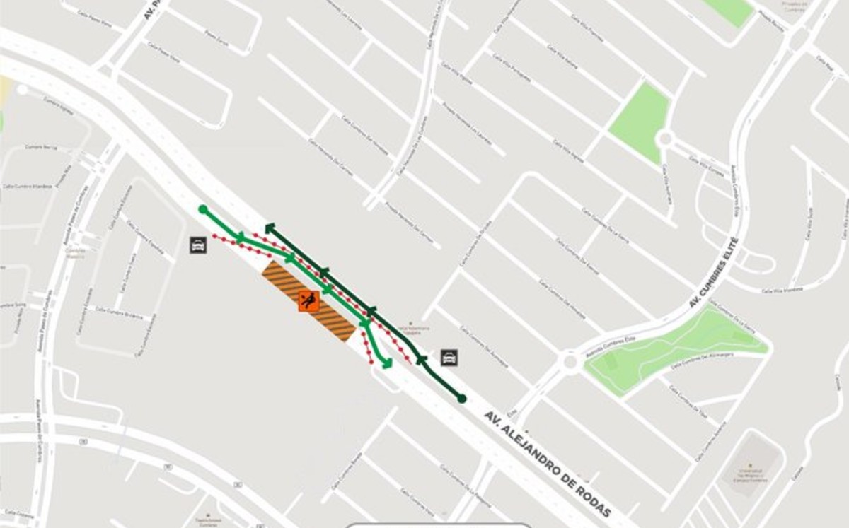 Cierran parcialmente avenida Alejandro de Rodas en Cumbres por trabajos en tuberías