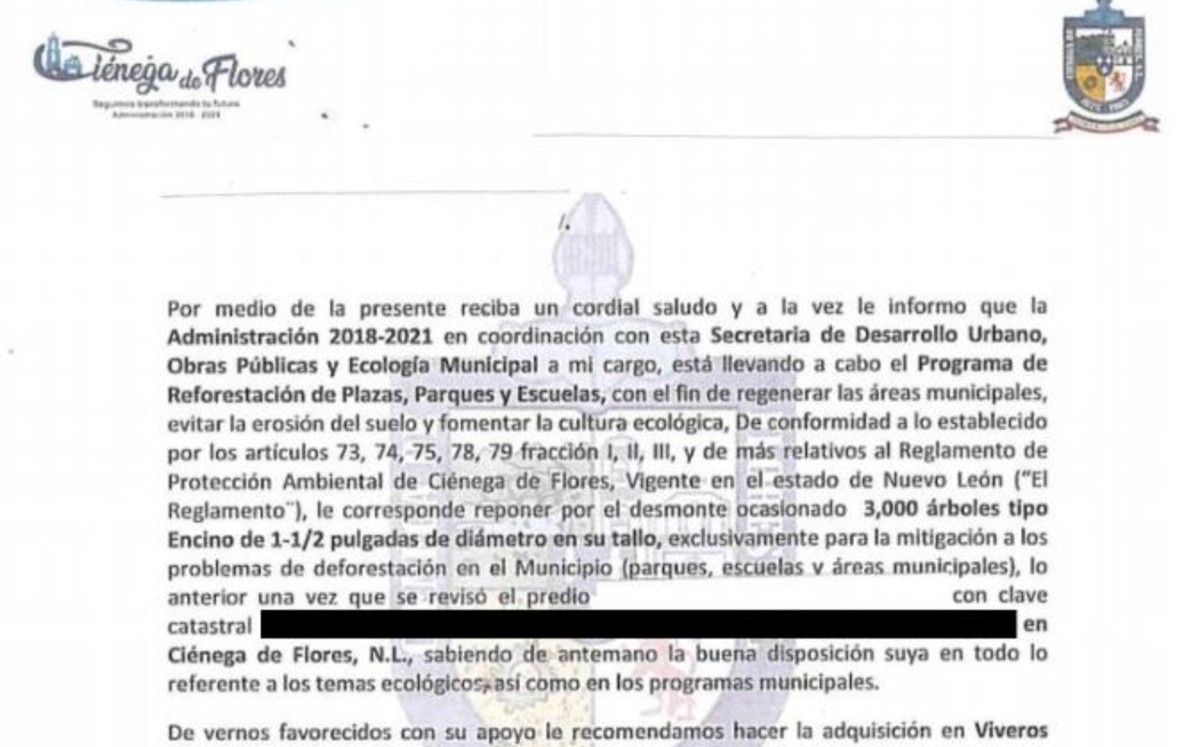 Entran en contubernio gobierno de Ciénega de Flores y particular con venta de árboles