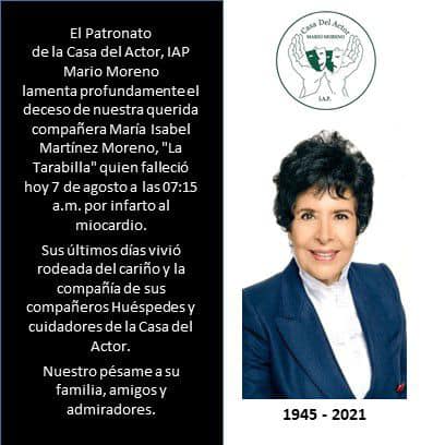 Murió a los 74 años la actriz Isabel Martínez “La Tarabilla”
