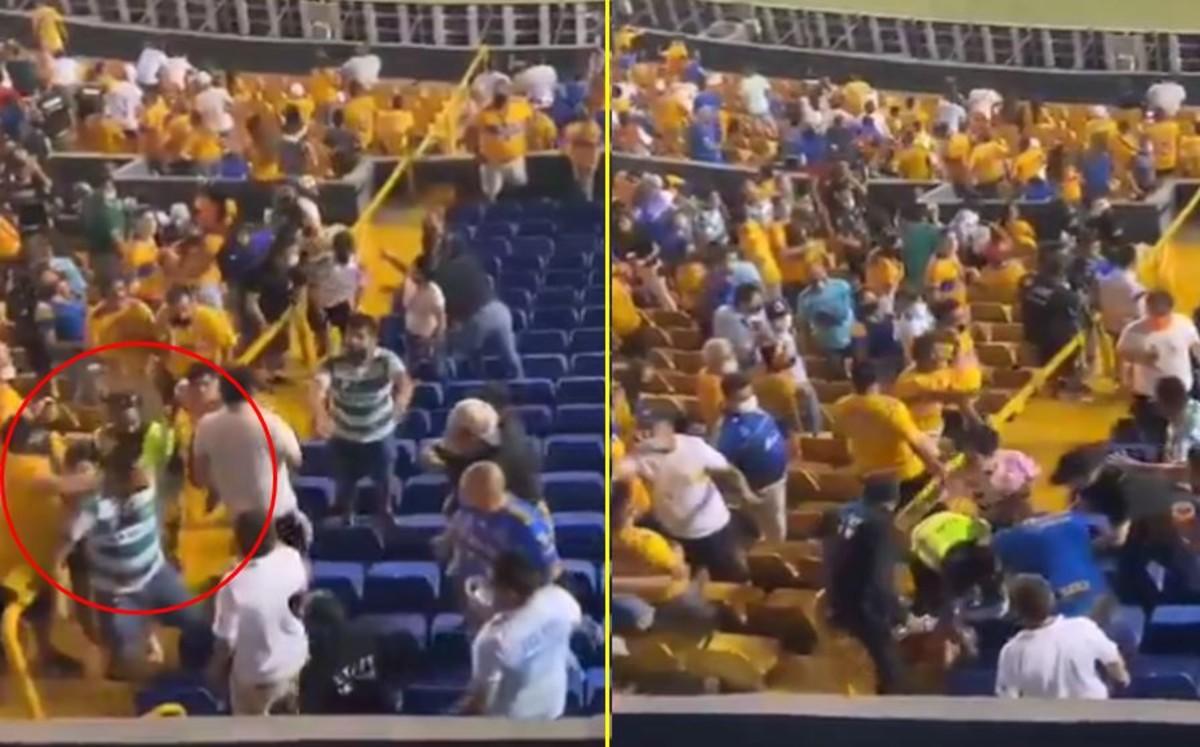 Aficionado de Tigres golpea cobardemente a santista en el 'Volcán'