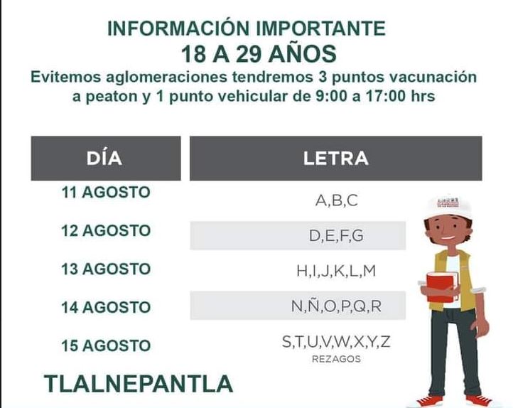 Inicia vacunación para mayores de 18 años en Edomex