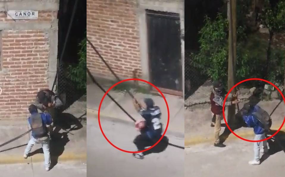 Captan a hombres robando cable telefónico en colonia Santa Cecilia