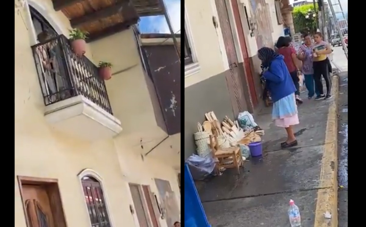 Mujer echa agua a abuelita que vendía artesanías afuera de su casa (VIDEO)