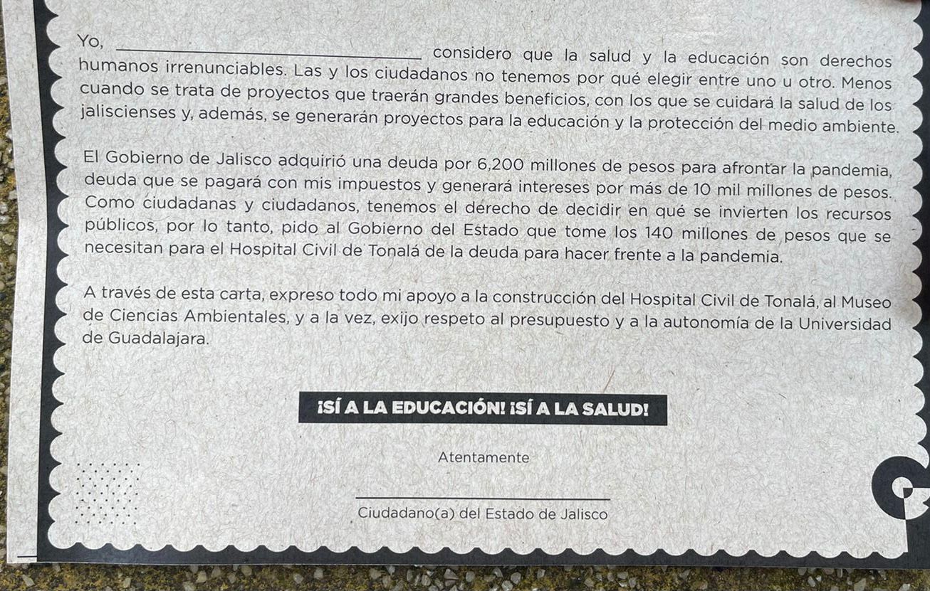 Sí a la educación, sí a la salud; Universidad de Guadalajara llama a firmar petición