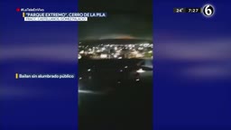 Telediario noticia Sin luminarias, entre graffitis e inseguridad, mujeres practican zumba en el Cerro de la Pila 