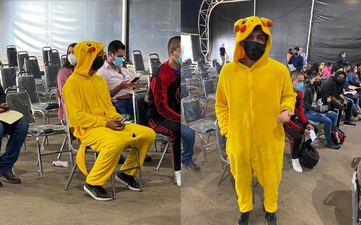 ¡Hasta Pikachú se vacunó! Joven se disfraza para recibir la vacuna contra Covid-19 en Durango