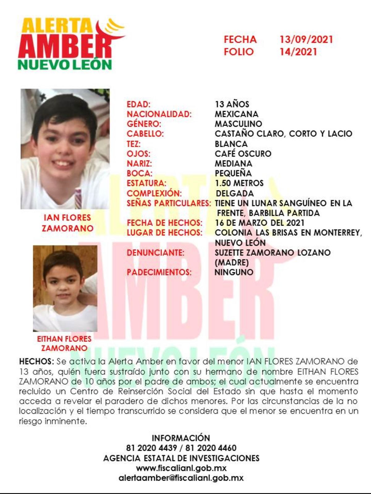 Activan Alerta Amber por sustracción de dos hermanos en la colonia Las Brisas, Monterrey