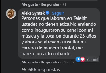 Telehit hace meme de Aleks Syntek y el artista le responde: “Insultan mi carrera de manera frontal”