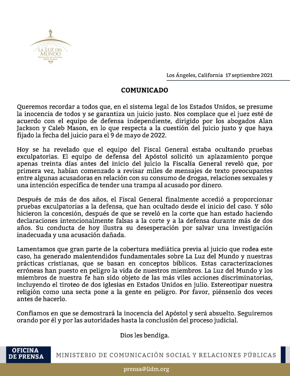 Retrasan juicio del líder de la Luz del Mundo acusado de presunto abuso a menores