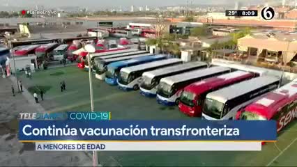 Telediario noticia Sale de Nuevo León otra caravana de menores rumbo a Texas para recibir vacuna Covid 