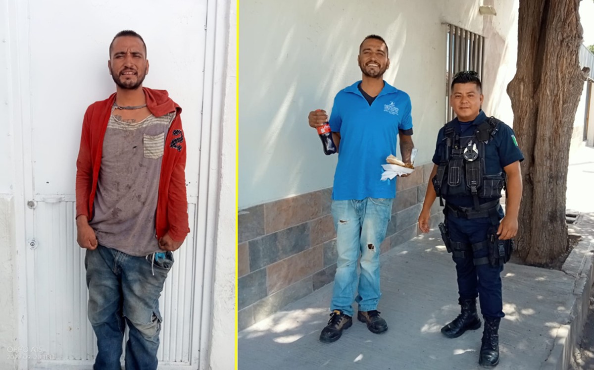 ¡Bravo! Policía de GP ayuda a hombre en situación de calle y cambia su imagen