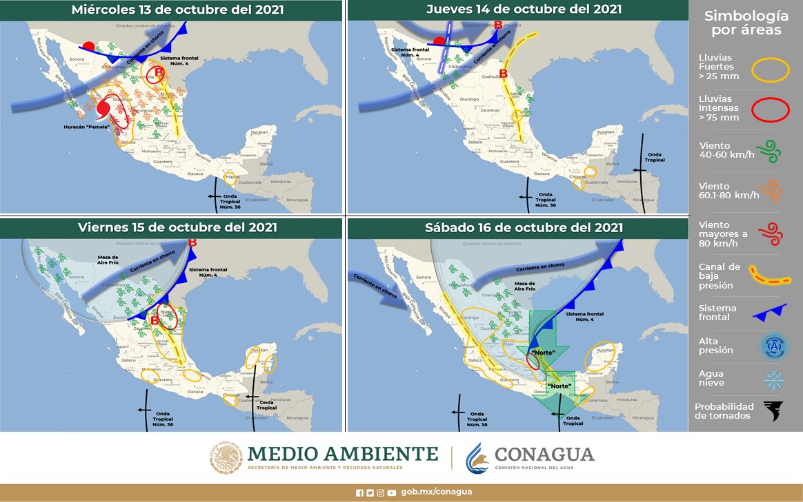 Ten cuidado, estos son los estados que sufrirán afectaciones por 'Pamela'