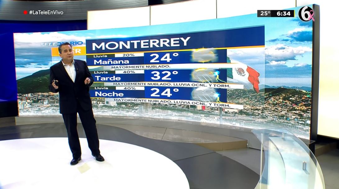 Espera Monterrey un miércoles mayormente nublado, lluvia ocasional y tormenta, mínima de 24° y máxima de 32° 