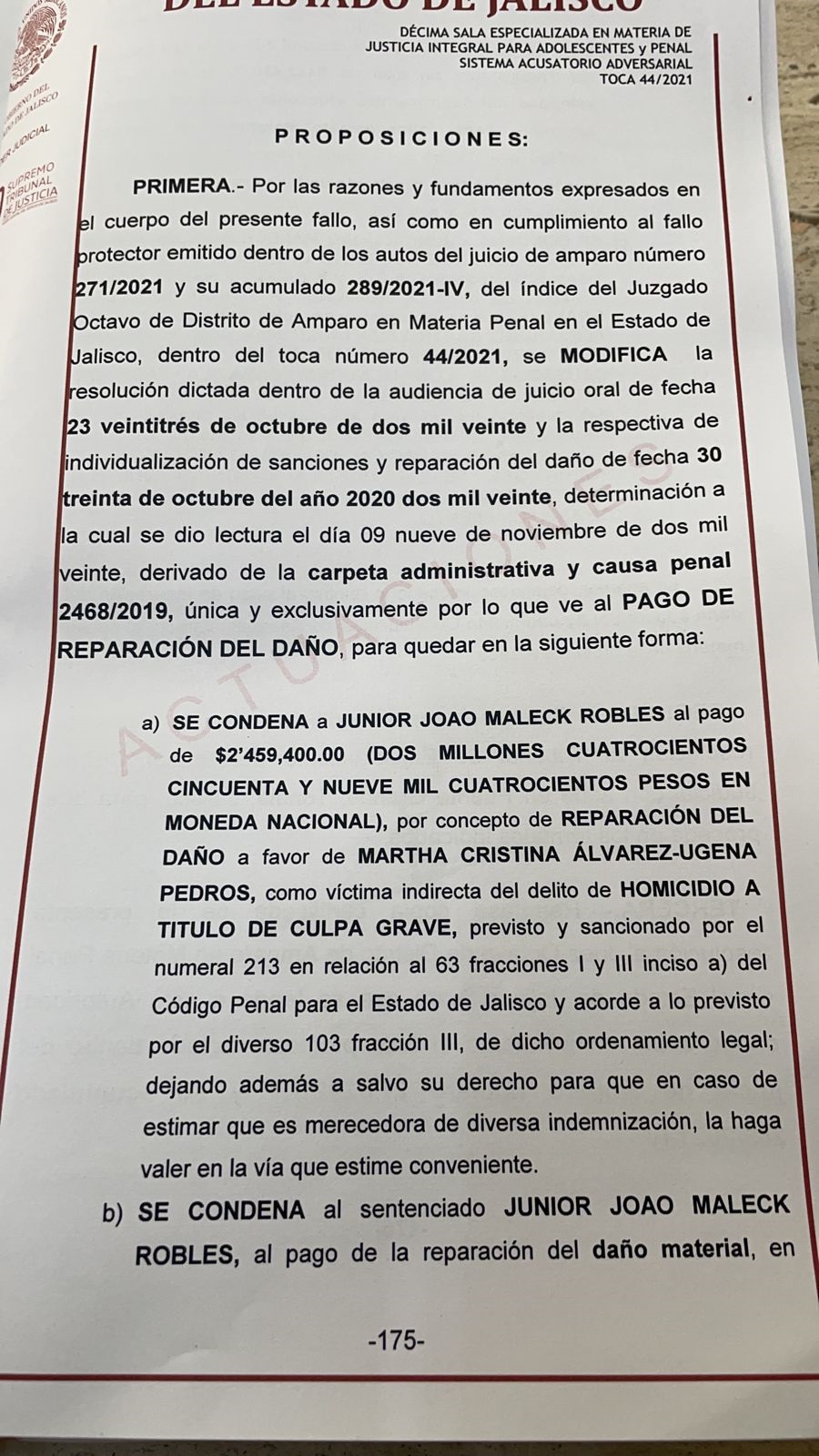 Condena de Joao Maleck no aumentará según el Supremo Tribunal del Estado de Jalisco