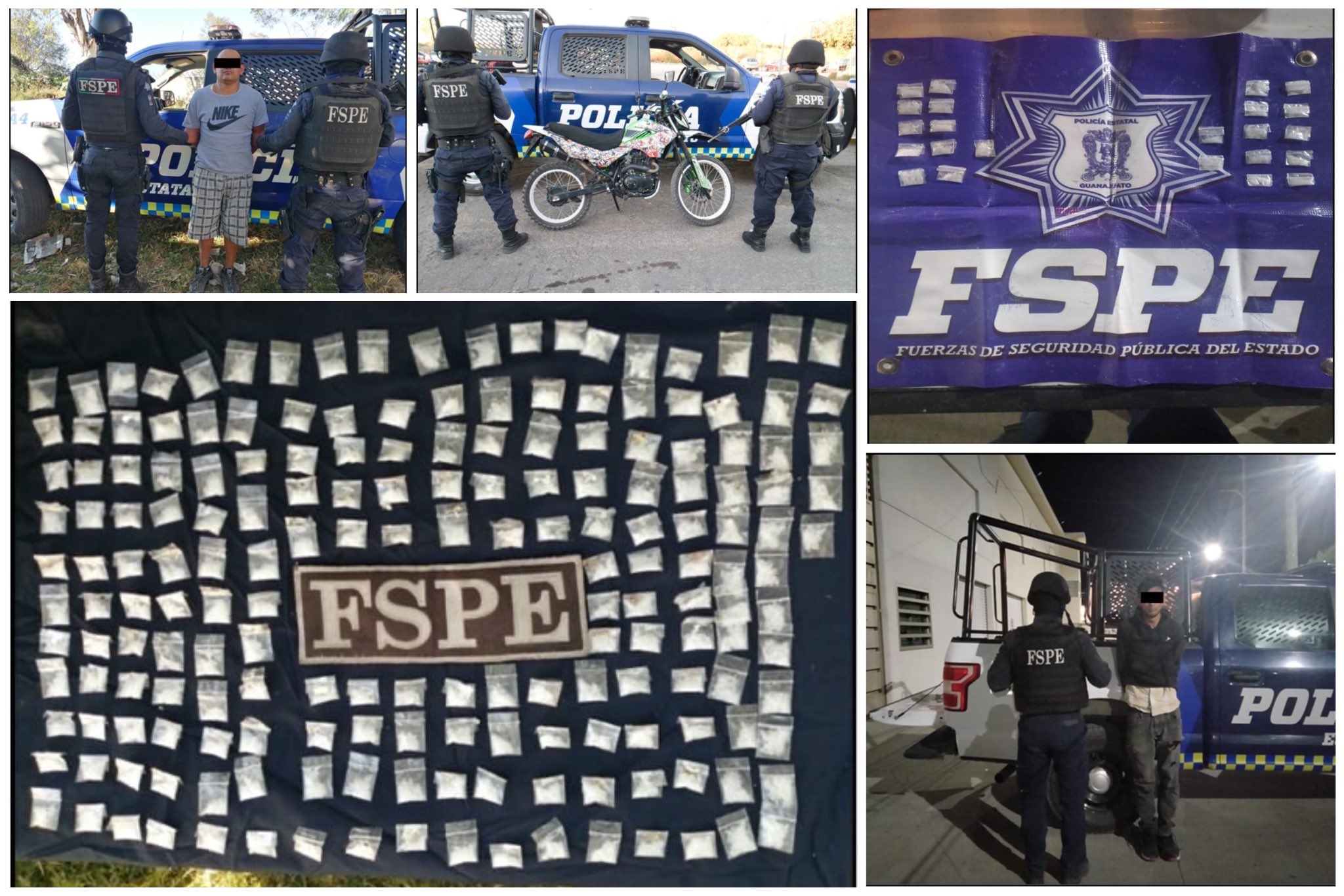 Asegura FSPE 224 dosis de droga en Guanajuato; hay dos detenidos