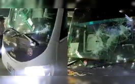 Camión apedreado por aficionados en Jalisco.