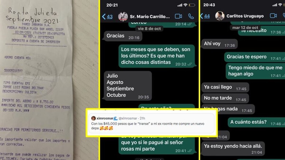 La joven compartió los recibos en los que explica que le depositaba la renta a su ex roomie.