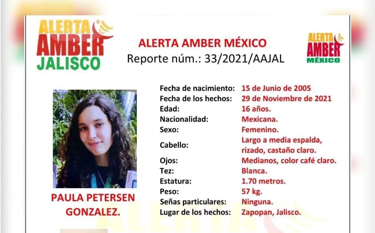 Paula Petersen González fue vista por última vez el 29 de noviembre de 2021. / Cortesía