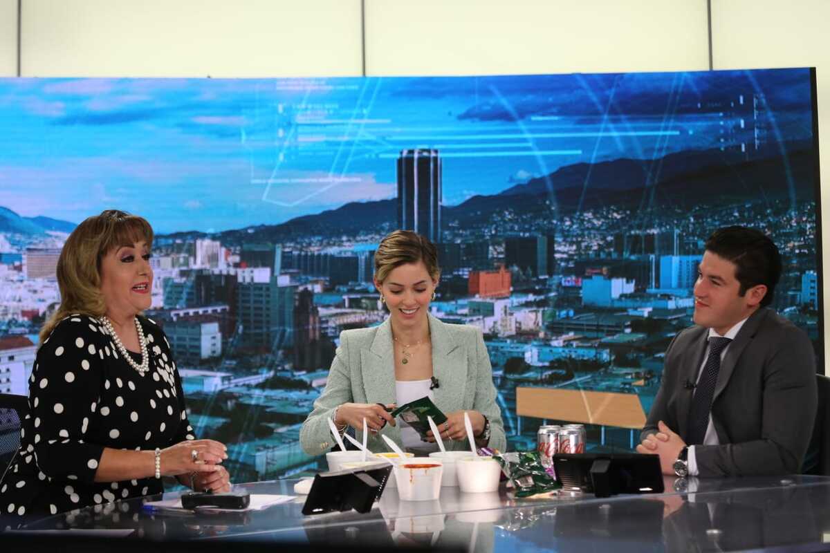 El gobernador Samuel García con Mariana Rodríguez en entrevista con la Lic. María Julia Lafuente.