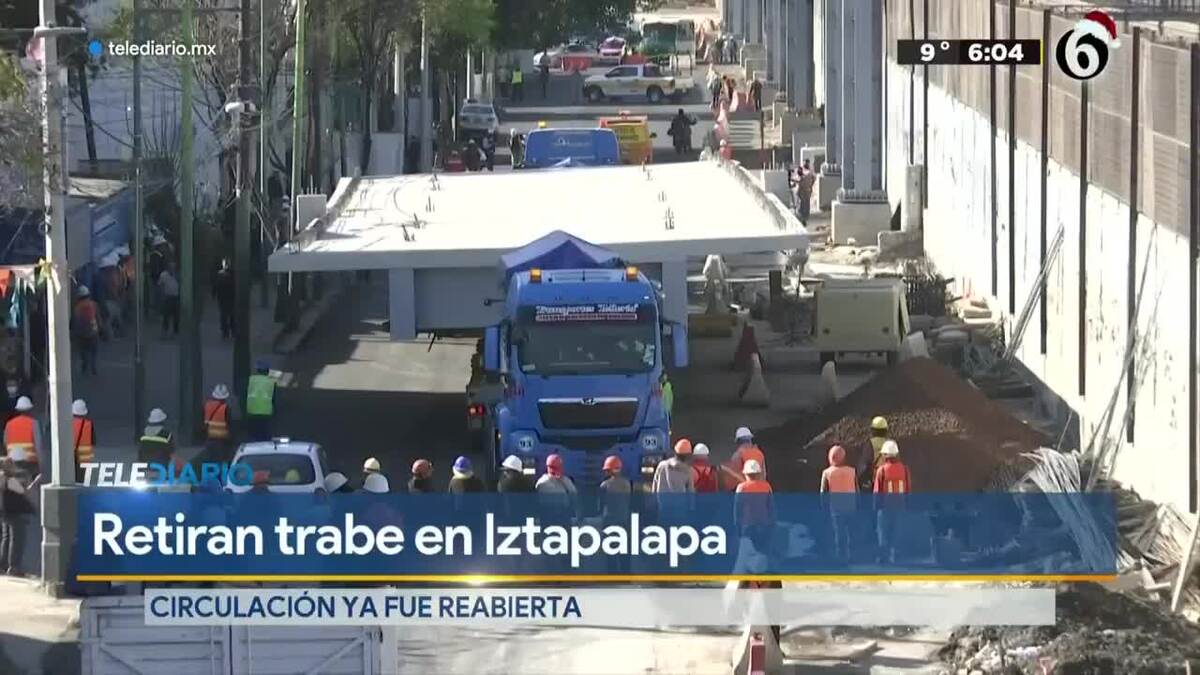 Retiran trabe en Iztapalapa Retiran trabe en Iztapalapa