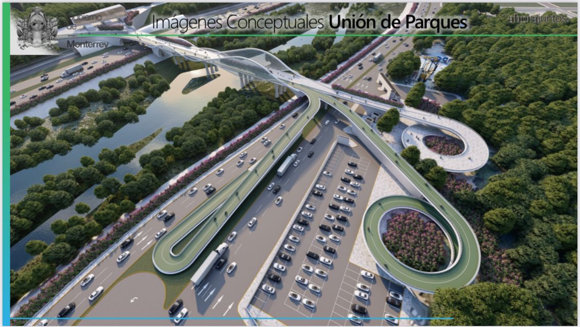 Proyección para unir puentes en Parque Fundidora y España. / Cortesía