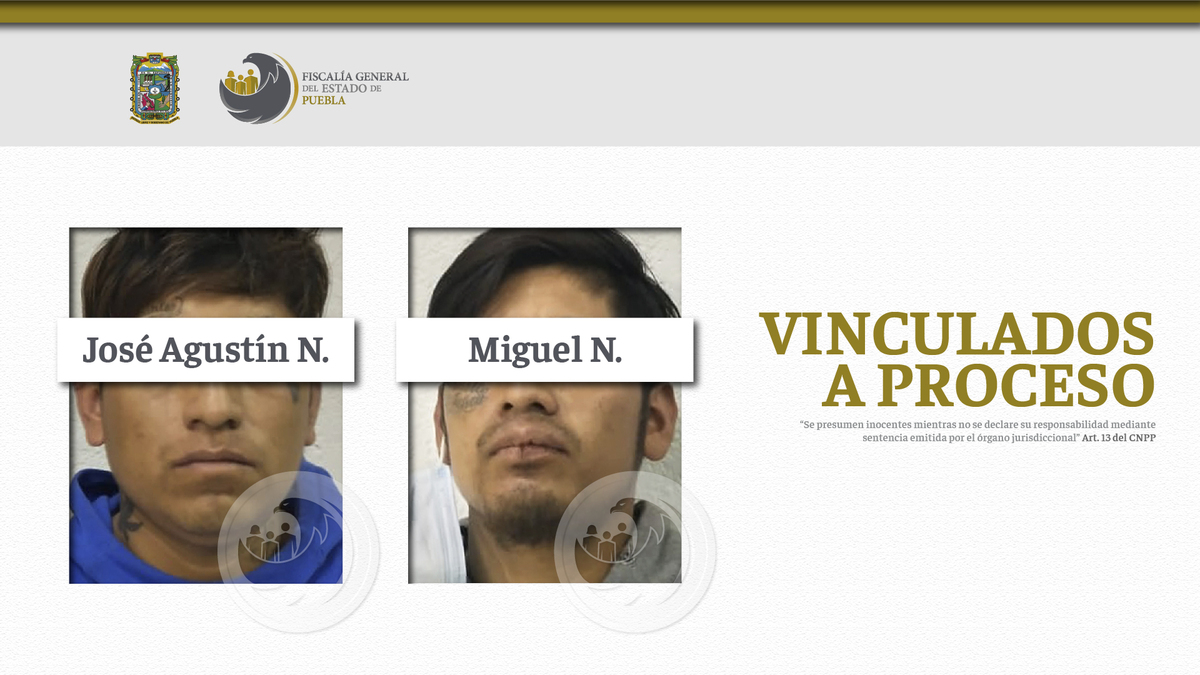 Hermanos detenidos por agredir a su madre en Huejotzingo, Puebla / Fiscalía de General del Estado