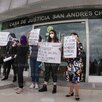 manifestantes en la Casa de Justicia de Cholula