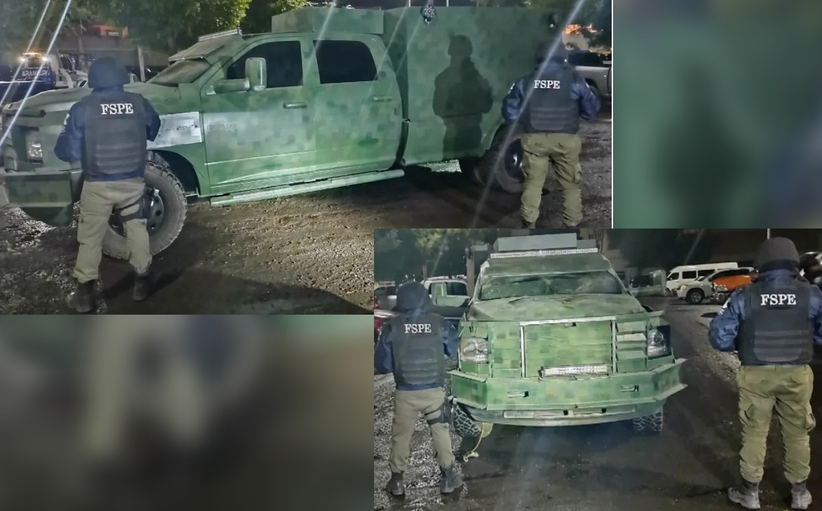 Aseguran vehículo que simulaba ser tanque de guerra / Cortesía