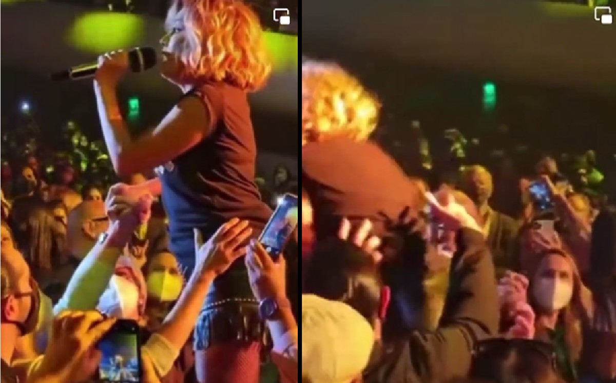 Al parecer intentaba que el público la levantara como toda una rockstar.
