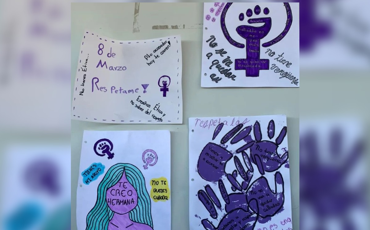 Los estudiantes se manifestaron con consignas y carteles para denunciar el acoso escolar que viven / Foto: Especial