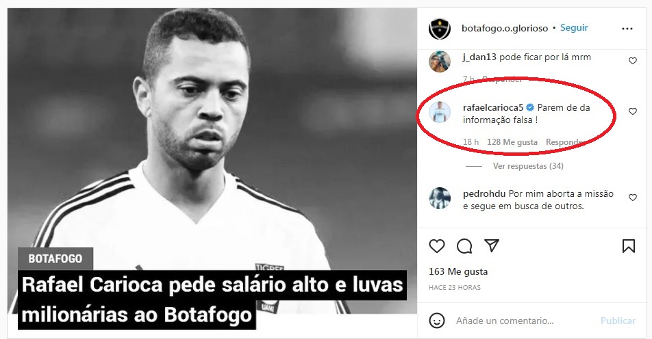 Rafael Carioca niega que esté en negociaciones con Botafogo