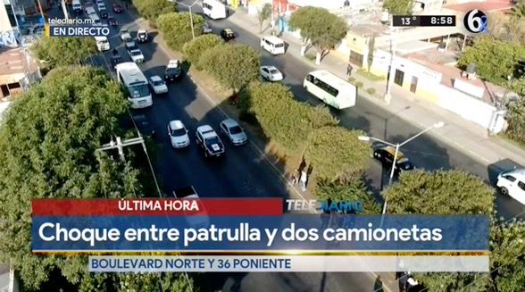 Choca patrulla en la ciudad de Puebla