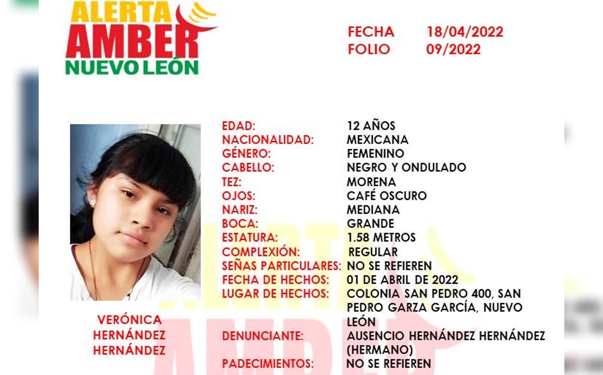 Activan Alerta Amber para localizar a menor de 12 años