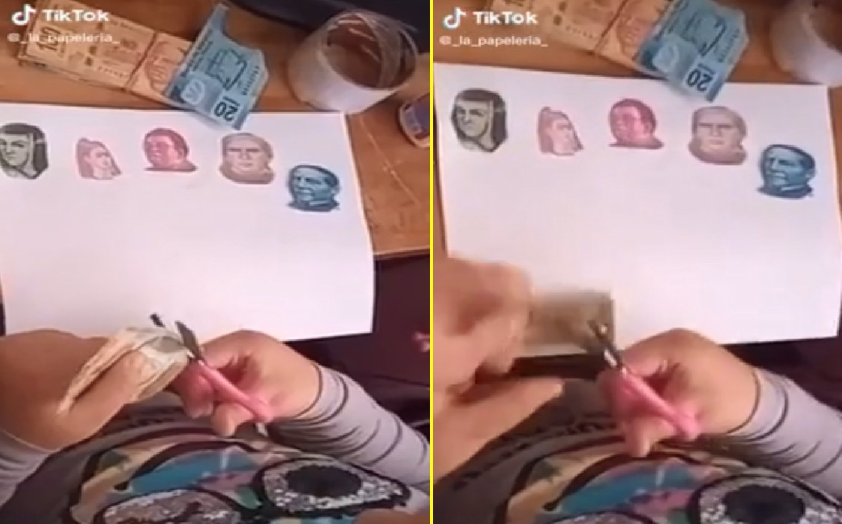 Niña recorta billetes para hacer su tarea y se vuelve viral