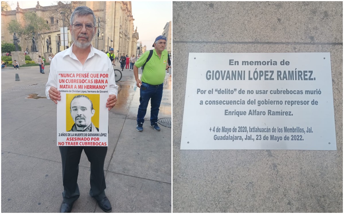 Placa conmemorativa por el asesinato de Giovanni López / Josefina Ruiz