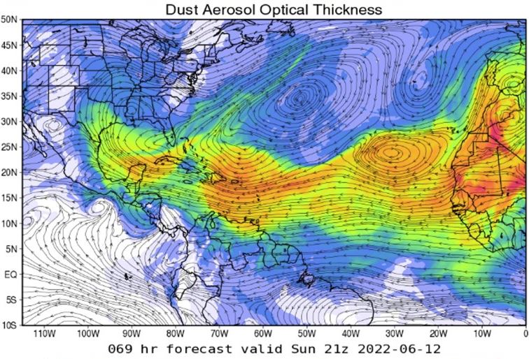 Nube de polvo del Sahara pasará sobre 6 estados que abarcan Golfo de México: SMN / Cortesía