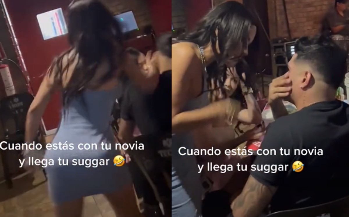 Mujer cachetea a su novio tras encontrarlo con otra en un restaurante en Monterrey. | Especial