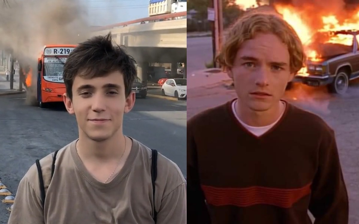 Como en Malcolm: Joven aprovecha incendio de Ruta 219 y recrea esta épica escena de Francis / Cortesía