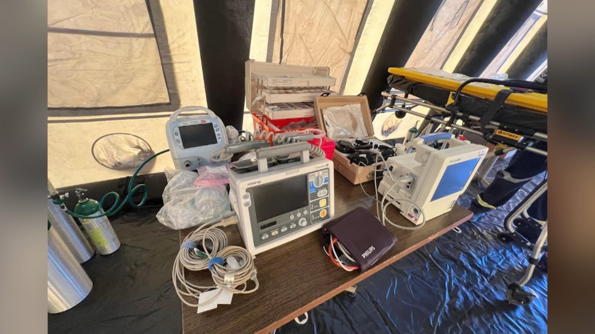 El gobierno de Coahuila instaló el puesto médico en las inmediaciones de la zona “Agujita”, en Sabinas. / Cortesía