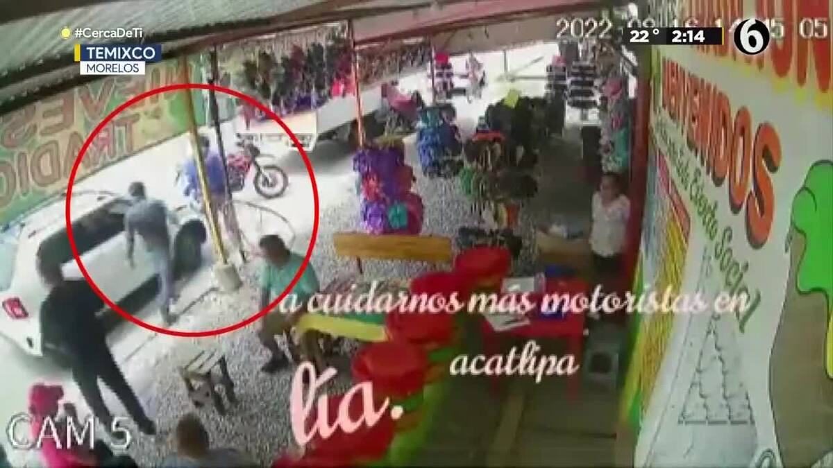 Cámara capta robo a clientes de nevería en Temixco, Morelos