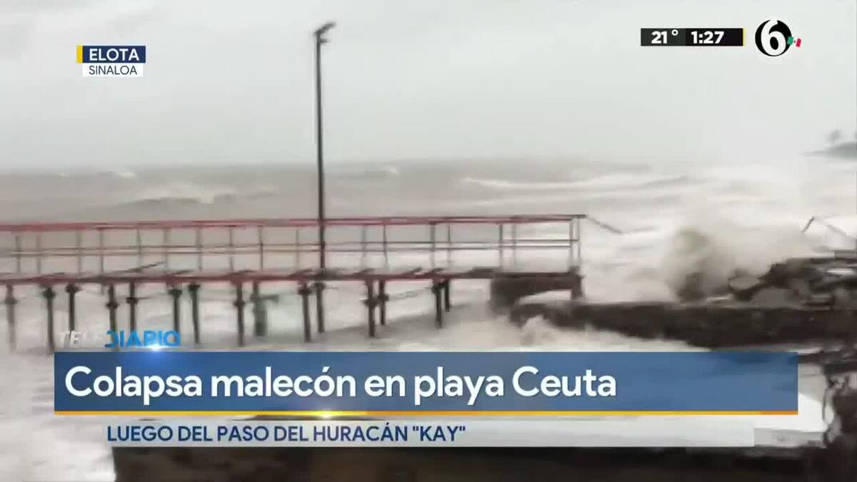 Colapsa malecón en playa Ceuta en Sonora tras paso de “Kay”