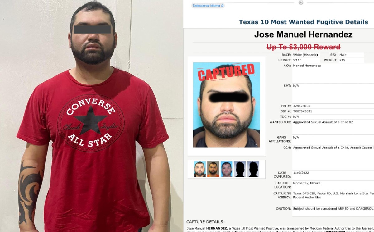Capturan en Nuevo León a uno de los 10 fugitivos más buscados por Texas. | Especial