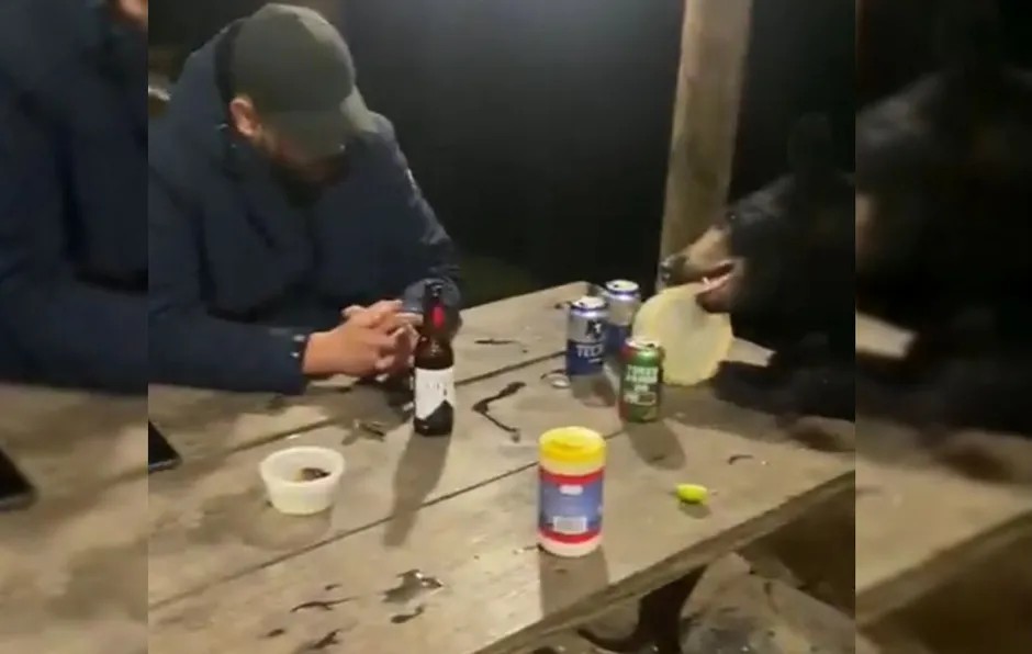 Oso visita a padre e hijo en Nuevo León / Cortesía